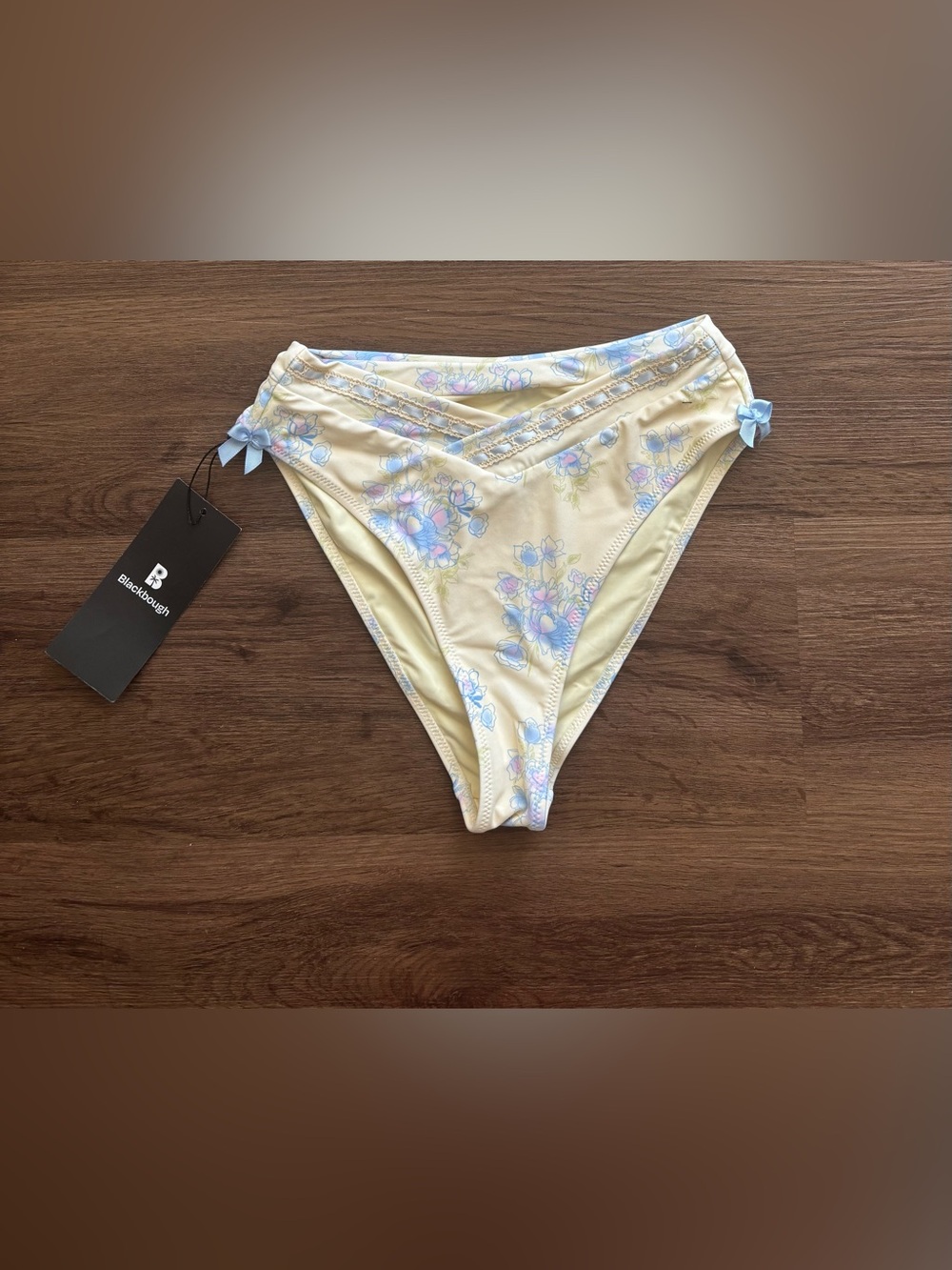 Blackbough Yellow Floral Bikini Bottoms with Blue Accents
